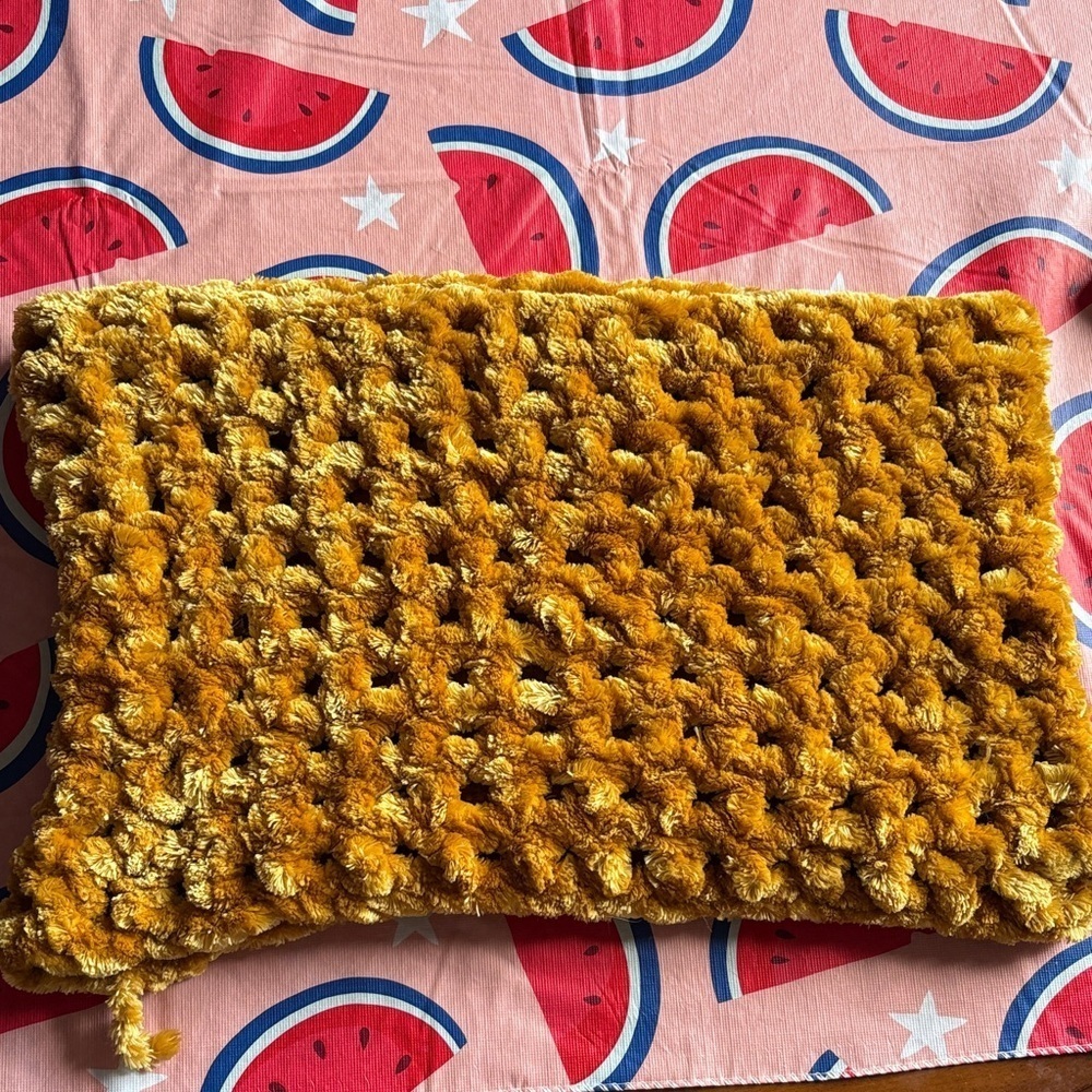 Mustard Yellow one loop crocheted infinity scarf - 16”x12” (32” around)​​​​